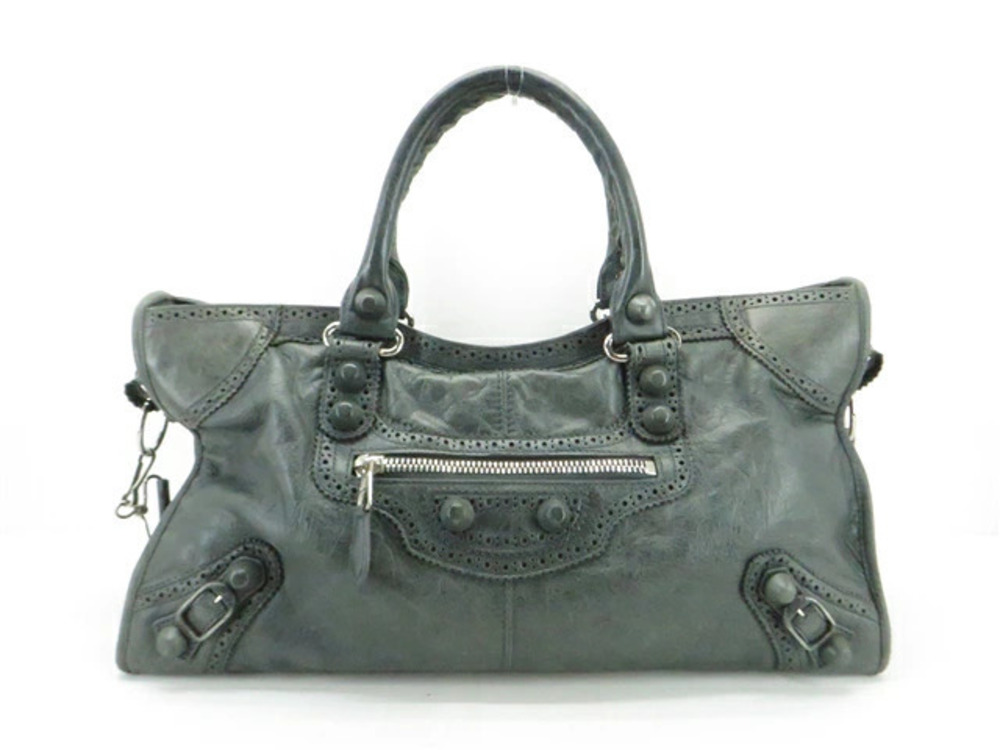 Balenciaga The City Shoulder Bag Calfskin Green